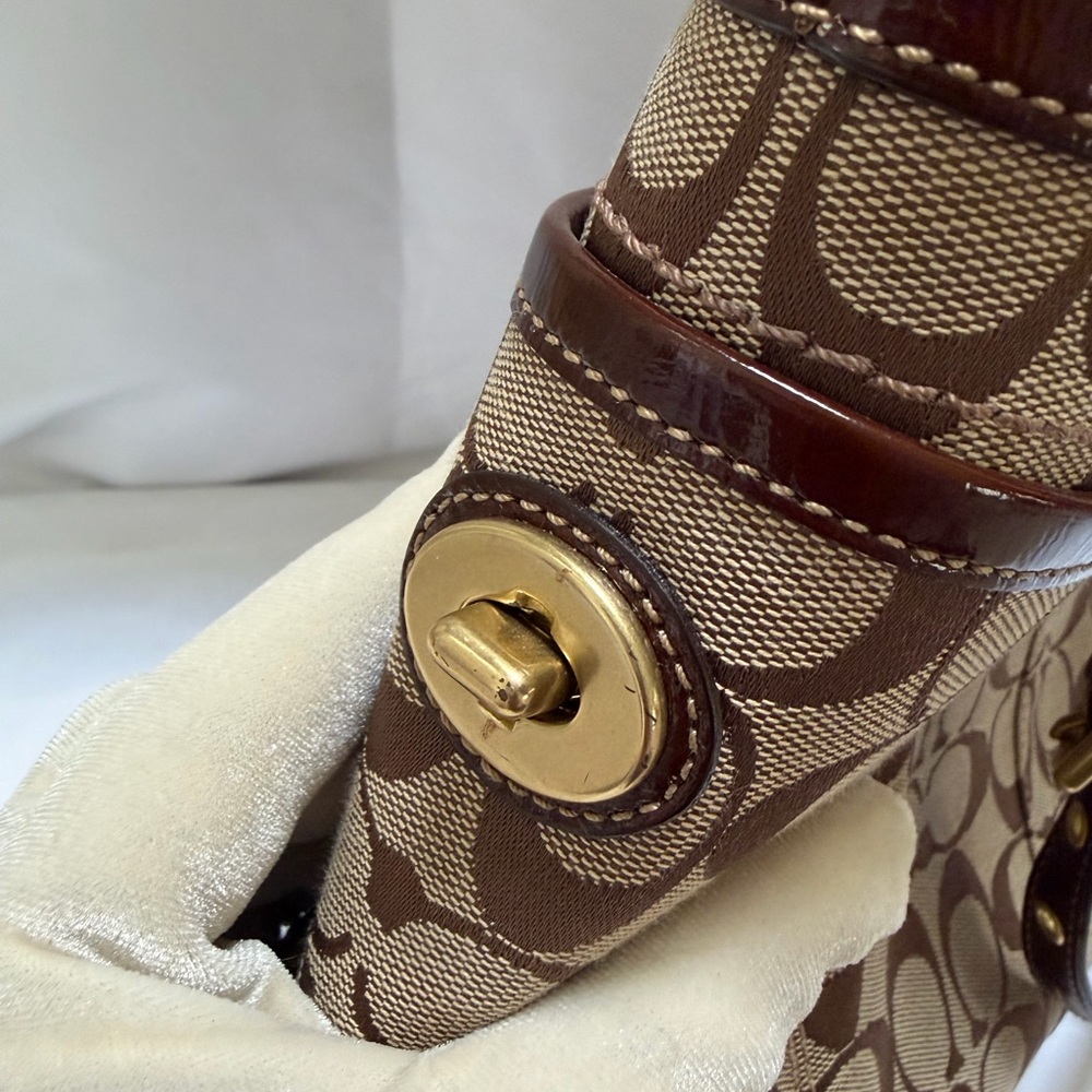 Coach Signature Canvas Tote Bag in Khaki/Brown - Picture 11 of 12